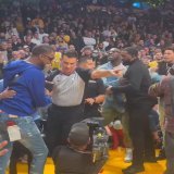 Shannon Sharpe and the Grizzlies shared words during Grizzlies-Lakers.