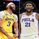 Joel Embiid has tied Anthony Davis for the most blocks in a half this postseason (5)