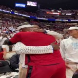 Dwyane Wade and Jimmy Butler hug before Game 3