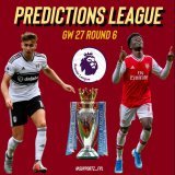 GW27 Predictions  Bournemouth vs Liverpool Leicester vs Chelsea Crystal Palace vs Man City Fulham vs Arsenal Newcastle vs Wolves  Please likeand retweetif possible  Deadline:  Kickoff  Good Luck  Thanks for playing  Rules