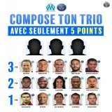 &Agrave; l'occasion du classique #OMPSG ce soir, composez votre trio d'attaque avec 5 points :