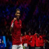 TEAM WORLD WINS!  What an effort   Big wins for F&eacute;lix Auger-Aliassime in the singles and doubles today, coupled with a great performance from good friend Frances Tiafoe!  @LaverCup