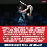 Harry Brook has responded to being left out of England's provisional ODI World Cup squad