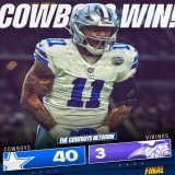 COWBOYS WIN! FINAL SCORE: #Cowboys 40 vs Vikings 3 \u272d