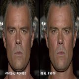 Simulation vs reality of actor Josh Duhamel.  Left: Unreal Engine for The Callisto Protocol Right: A real-life photo