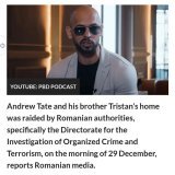 BREAKING: Andrew Tate has just been raided by Romanian anti terrorism authorities. This is not related to Greta Thunberg nuking him into orbit online.