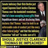 Supreme Court Justice Clarence Thomas must stand trial for violating federal ethics law. It is impossible to impeach Justice Thomas, as in the Senate, a two-thirds majority vote is required to convict and remove him from office. Senate Republicans wi