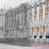 #OnThisDay #OTD in 1943 the #SiegeOfLeningrad was first breached 80 years ago. Below: Catherine Palace in 1944 and 2023  #вЭтотДень 80 лет со дня прорыва #БлокадаЛенинграда. Внизу: Екатерининский дворец в 1944 и 2023