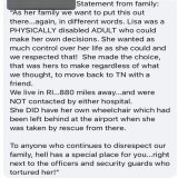 Statement from #LisaEdwards daughter-in-law: