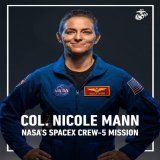 Good luck to #MarineCorps Col. Nicole A. Mann, the commander of @NASA&rsquo;s SpaceX #Crew5 mission to the International Space Station.  You can watch live coverage of the launch tomorrow, Oct. 5, 2022.  #MarinesOfTheCorps #NASA
