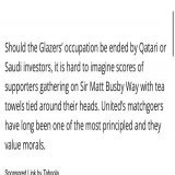 This racist scumbag has disrespected the Qatari/Arrab keffiyeh - "Tea Towels tied around their heads&rdquo;  @samuelluckhurst - we need an explanation    #MUFC #GlazersOut #Qatar