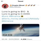 OK! If you think&hellip;   #LUNA is going to $10  then I think&hellip;  #LUNC is going to $1   This is fair considering it&rsquo;s MOTHER $LUNC &amp; has 3 times the MC &amp; volume   #Binance #BinanceBuild #BinanceLUNC #Crypto #CryptoNews #LunaClass