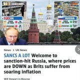 The Sun решила сравнить, как изменились цены в РФ и Великобритании после введения Западом ограничений. Выяснилось, что счета за отопление, стоимость продуктов и топлива у нас в разы меньше.  Уважаемые британцы, нужно больше санкций. Скажите своей Лиз