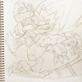 #デジモン　#digimon #デジモンゴーストゲーム  今日12日のデジモンゴーストゲームのハイライト！ 金のシャチホコを持って名古屋ウィメンズマラソンを爆走するグルス様を描きました！ 優勝は君のものだ！