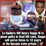 Ex NFL player Henry Ruggs III to plead guilty in fatal DUI case, Ruggs will serve three to 10 years in the Nevada state prison  The accident occurred in Clark County while he was driving his Chevrolet Corvette  C=3  Clark County Chevrolet Corvette  C