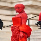 Covered in 30,000 hand-applied Swarovski crystals, @DojaCat's &ldquo;shimmering, scintillating and subversive" @Schiaparelli look took four hours and 58 minutes to achieve. Here, @patmcgrathreal shares every detail behind the creation: