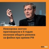 Александра Невзорова заочно приговорили к 8 годам колонии общего режима за &laquo;фейки&raquo; про армию РФ, сообщает корреспондент &laquo;Вот Так&raquo;. Приговор должен вступить в силу после экстрадиции Невзорова в РФ