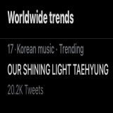 OUR SHINING LIGHT TAEHYUNG is trending at #17 Worldwide #1YearWithChristmasTree