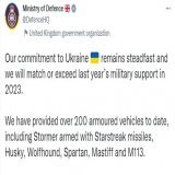 "Наша преданность Украине остается непоколебимой": Великобритания намерена в 2023 году достигнуть или превысить показатель прошлого года по предоставлению военной помощи Украине, - Министерство обороны Британии #ukrainecounteroffensive #Ukraine #Kher