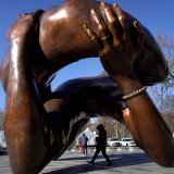 This bronze, 20-foot tall and 40-foot wide Martin Luther King Jr. memorial statue called #TheEmbrace is being formally unveiled today on #BostonCommon. #MLK #RacialJustice