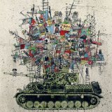 My city on a tank, 2015 by Lebanon born artist, Zena Assi who lives and works in Beirut #WomensArt