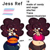 SONA REF!! Jess!! She can regenerate her injured parts since she's made of candy and sugar, she's edible too! She has an acid tounge so be careful!! That's why her hair is all sparkly!! Pinned to the profile :3 #myOC #ArtistOnTwitter #art #oc #doodle