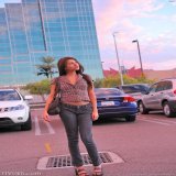 Gorgeous blue-eyed teen with adorable tits Shyla reveals her body in public