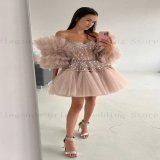 BUY HERE |  Modern Ruffles Puffy Sleeve Cocktail Party Dresses | Thanksgiving Outfits Women #fashionista #fashion #fashionable #fashionstyle #fashioninspo #fashiondesigner #outfitoftheday #outfitstyle #outfitpost #outfits #womenswear #women