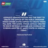 None of the other candidates have credible people who can defend them all day, This is Mr Fashola&rsquo;s words on marble, Asiwaju is the best man for the job.   #TinubuIsComing  #RenewedHope2023