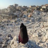Amidst the rubble, this woman's hope is that it's all just a nightmare. She lost five of her grandchildren and her only two children are in the hospital following the #earthquake in #Syria. Life is unpredictable, and pain and loss are an all-too-fami