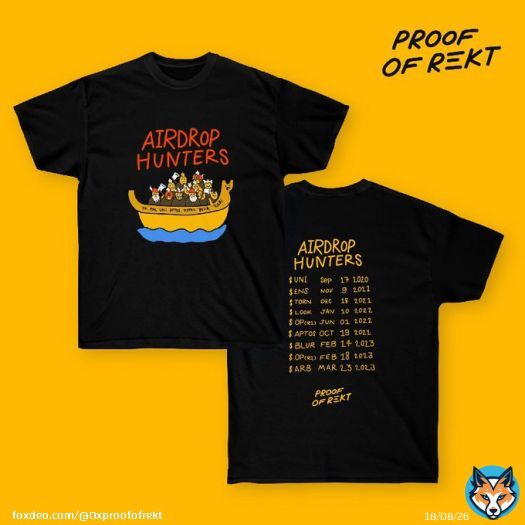 Celebrate the airdrop hunting with us! Get your physical POAP 'Airdrop Hunter' shirt Show to the world that you've got all these gems!!
