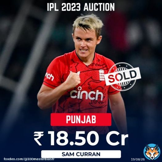 RECORD ALERT   Sam Curran becomes the most expensive buy at any #IPLAuction ever.  He will play for Punjab.  #IPL2023Auction