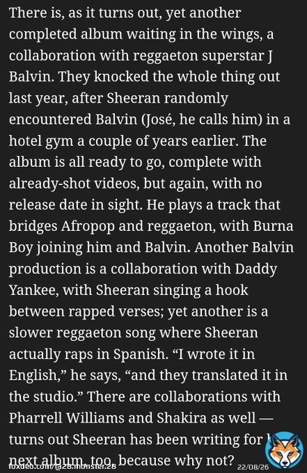 Shakira X Ed Sheeran collab on his album!?!? Ed Sheeran writing with Shakira for ber album!?!?