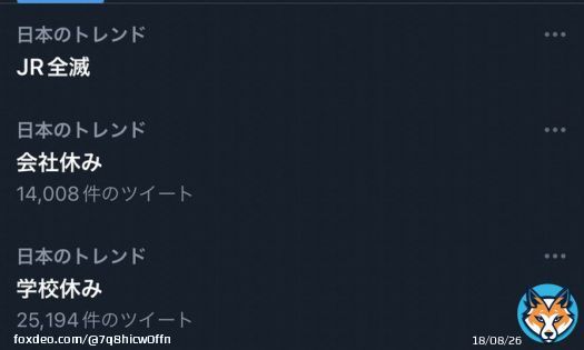 日本の人たちは休みたがっている。 無理をしないように #JR全滅 #学校休み  #会社休み