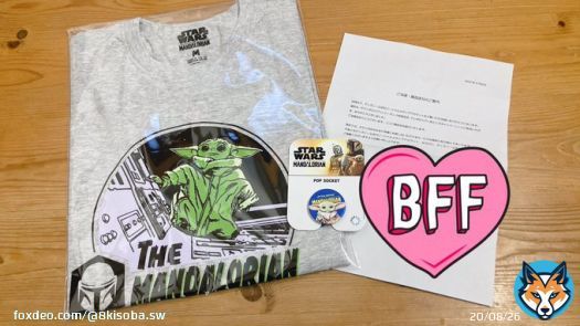 スターウォーズ公式さんのRTキャンペーンで当たったマンダロリアングッズセットが届いてました&hellip;&hellip; Tシャツセットの方が欲しかったから超嬉しい！！これもフォースの導き&hellip;&hellip; グローグーつれてお出かけします  #マンダロリアン  #グローグー