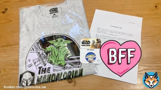スターウォーズ公式さんのRTキャンペーンで当たったマンダロリアングッズセットが届いてました&hellip;&hellip; Tシャツセットの方が欲しかったから超嬉しい！！これもフォースの導き&hellip;&hellip; グローグーつれてお出かけします  #マンダロリアン  #グローグー