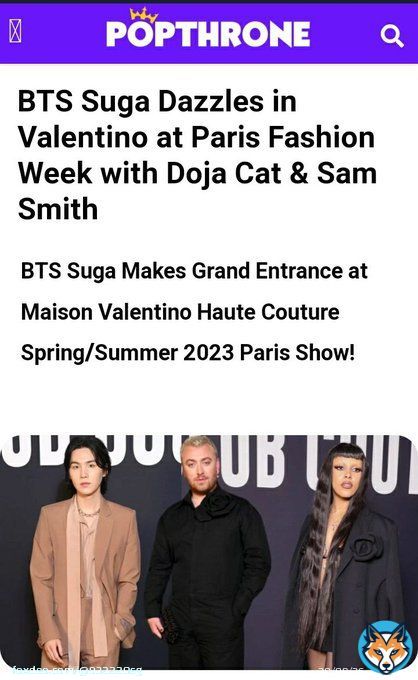Pop Throne reports: BTS SUGA dazzles in Valentino at Paris Fashion Week   'BTS SUGA Makes Grand Entrance at Maison Valentino Haute Couture Spring/Summer 2023 Paris Show!'    #SUGAxValentinoCouture