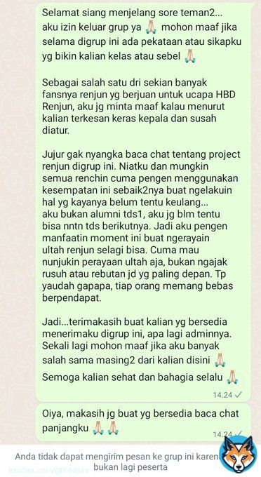 Abis ngirim gini move ke ruangan belakang terus mewek wkwkwkwk jangan smpe kepergok temen kantor nih, bahaya! Wkwkwk renjun, susah bngt jd fans lu ciiiil  Tp gue ttp pengen jd fans lu  Akan kuhadapi segala rintangan yg menghadang demi kasih liat tulisan HBD ke kamu