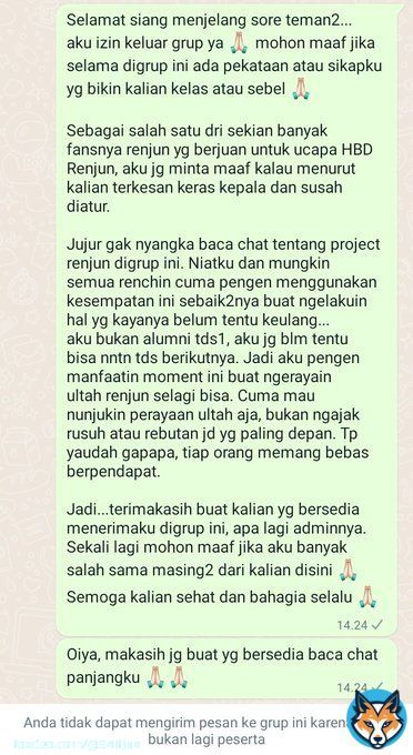 Abis ngirim gini move ke ruangan belakang terus mewek wkwkwkwk jangan smpe kepergok temen kantor nih, bahaya! Wkwkwk renjun, susah bngt jd fans lu ciiiil  Tp gue ttp pengen jd fans lu  Akan kuhadapi segala rintangan yg menghadang demi kasih liat tulisan HBD ke kamu