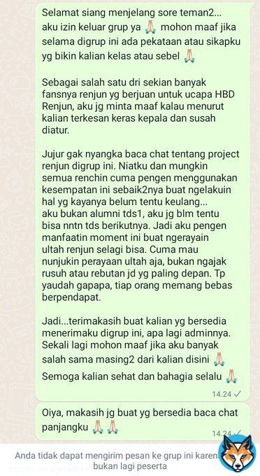 Abis ngirim gini move ke ruangan belakang terus mewek wkwkwkwk jangan smpe kepergok temen kantor nih, bahaya! Wkwkwk renjun, susah bngt jd fans lu ciiiil  Tp gue ttp pengen jd fans lu  Akan kuhadapi segala rintangan yg menghadang demi kasih liat tulisan HBD ke kamu