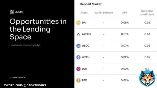Abaxooors! What are 5 opportunities in the lending and borrowing market?    Increasing margin capital for leverage trading through collateralizing more assets   Earn yield on your long-term bags   Getting liquidity   Flash loans for quick borrows   Private and&hellip;Show more