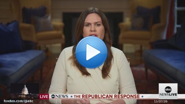 HAPPENING NOW: Arkansas Gov. Sarah Huckabee Sanders delivers the GOP response to Pres. Biden's State of the Union address. #SOTU  LIVE UPDATES: