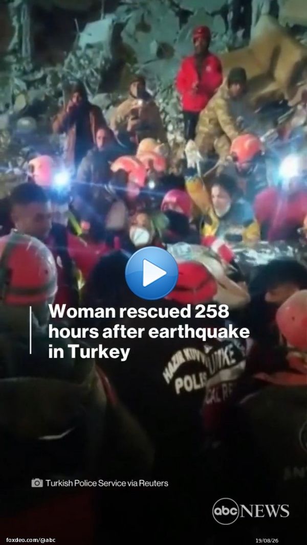 MIRACLE RESCUE: A woman was pulled from the rubble alive in Turkey, more than 10 days after a devastating earthquake hit the region killing over 41,000 people.