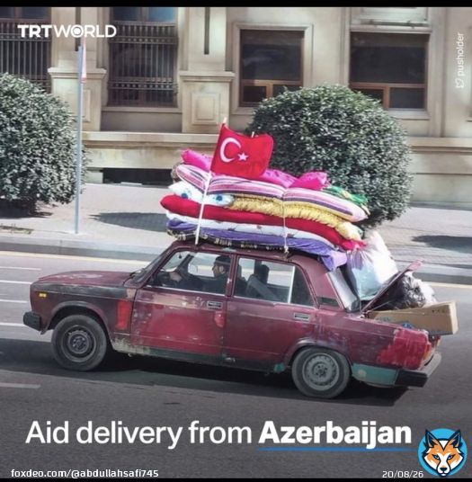 A photo captured in azerbaijan capital of baku shows a car packed with aid & donations heading to the earthquake stricken regions of turkey   #TurkeySyriaEarthquake