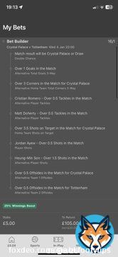 Bet builder for Crystal Palace vs Tottenham #betbuilder #CrystalPalace #Tottenham