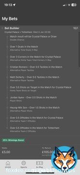Bet builder for Crystal Palace vs Tottenham #betbuilder #CrystalPalace #Tottenham