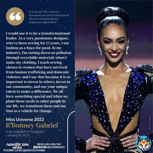 Here is Miss USA R'Bonney Gabriel&rsquo;s winning answer in the final Q and A of this year&rsquo;s Miss Universe competition. #MissUniverse2022 #71stMissUniverse  Related story: