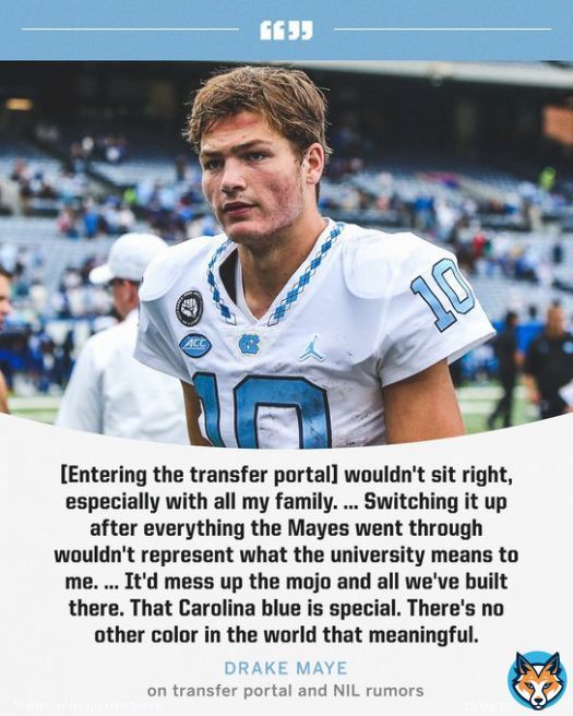 Drake Maye is all about Carolina Blue