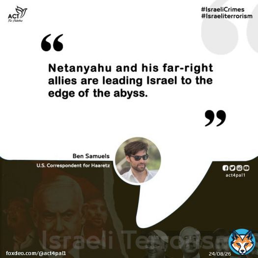 '#Netanyahu and his far-right allies are leading #Israel to the edge of the abyss.'  Ben Samuels, #US Correspondent for #Haaretz  #IsraeliCrimes  #IsraeliApartheid
