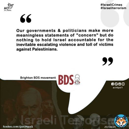 'Our governments & politicians make more meaningless statements of 'concern' but do nothing to hold #Israel accountable for the inevitable escalating violence and toll of victims against #Palestinians.'  #Brighton #BDS movement #IsraeliCrimes  #I#IsraeliApartheid